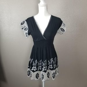 Vertigo Paris Embroidered Lace Trimmed Mini Dress